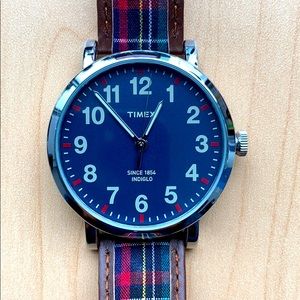TIMEX Red/Blue Plaid Watch